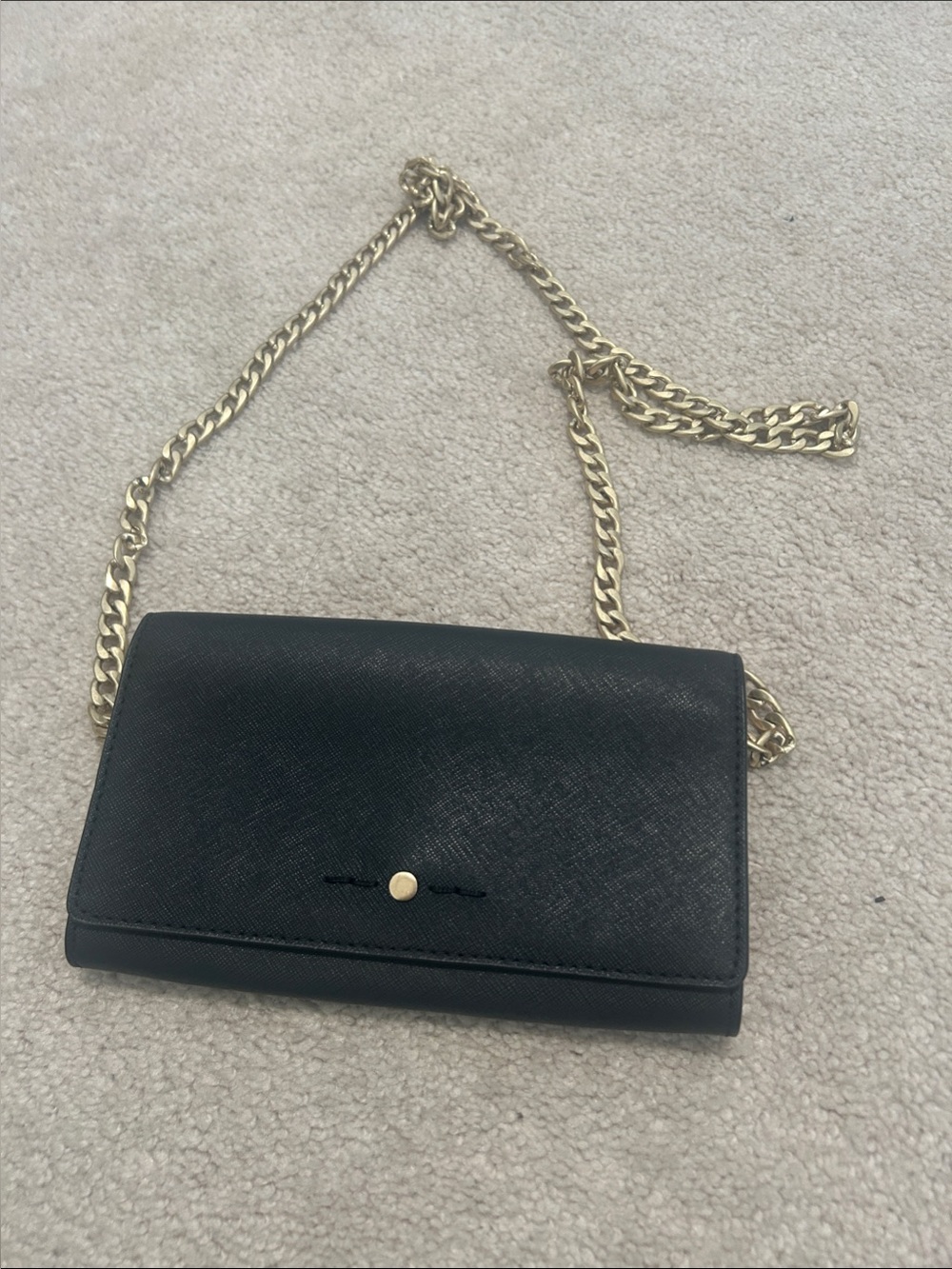 J. Crew Factory Black Crossbody Wallet with Gold Chain